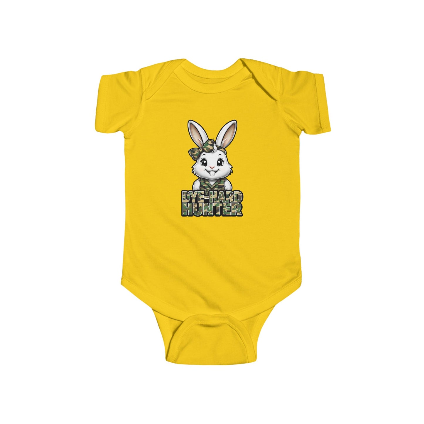 Girl Dye Hard Hunter - Camo Bunny Infant Bodysuit - Perfect for Easter and Baby Showers
