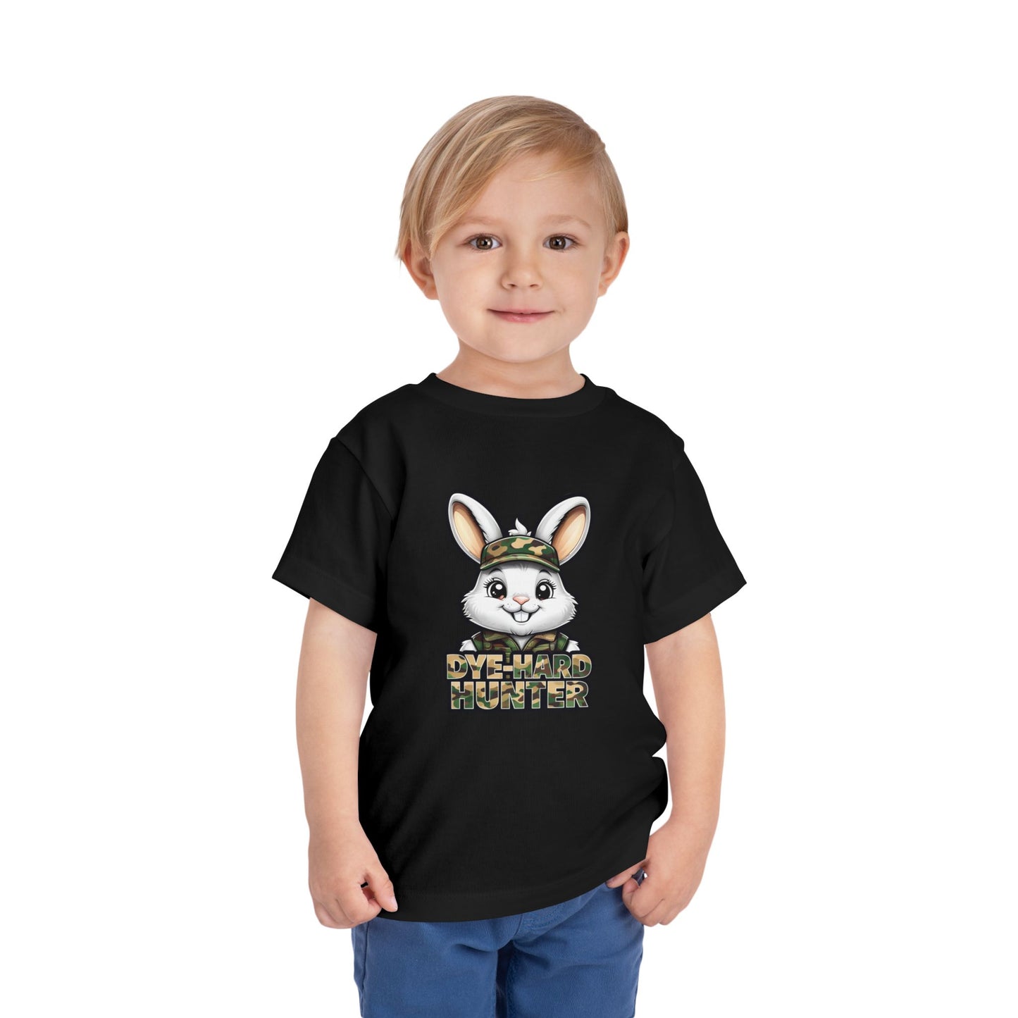 Dye-Hard Hunter Toddler Tee - Fun Camo Bunny Shirt for Kids