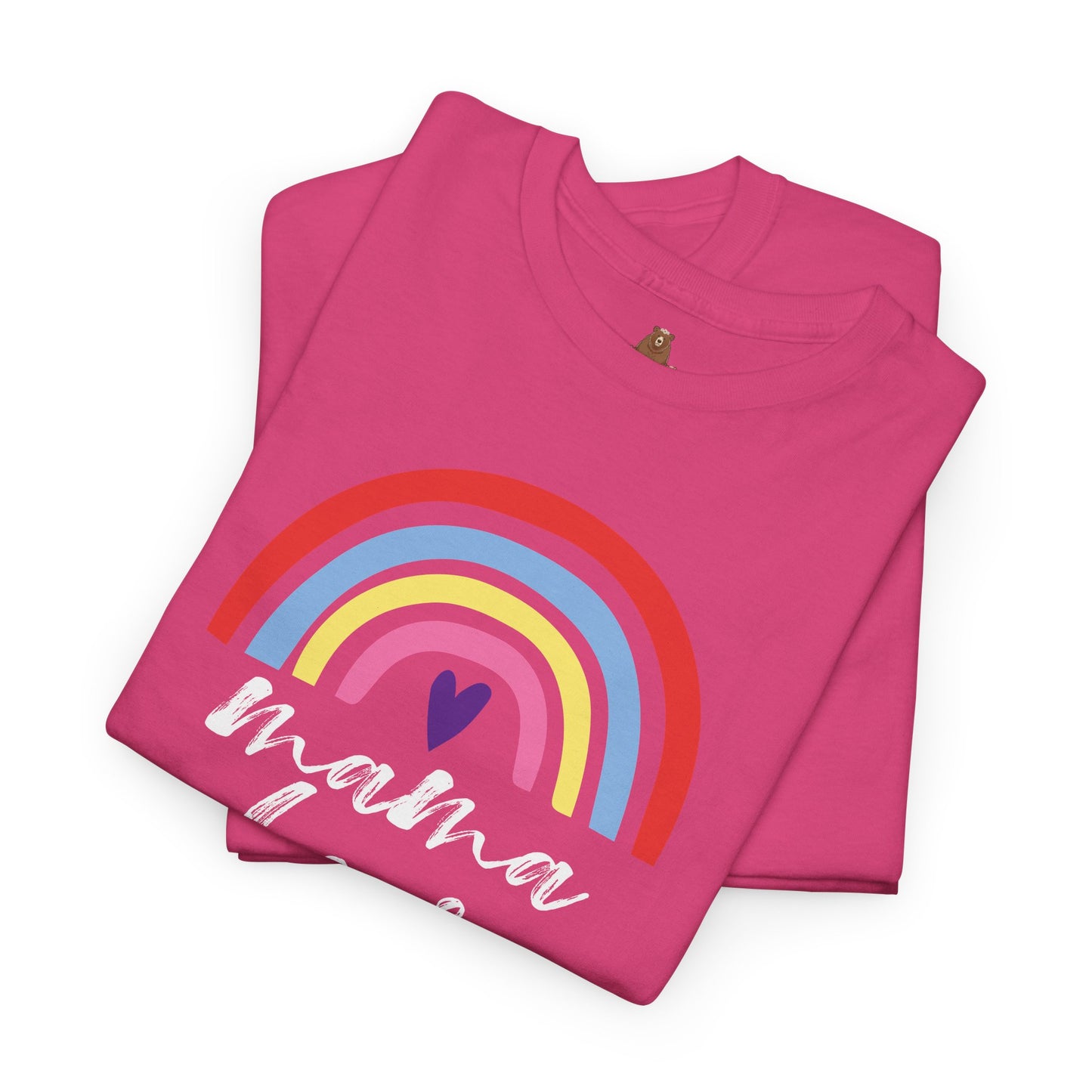 Mama Bear with Rainbow Unisex Tee, Rainbow Shirt for Mom, Family Graphic Tee, Gift for Mother, Mama Bear T-Shirt