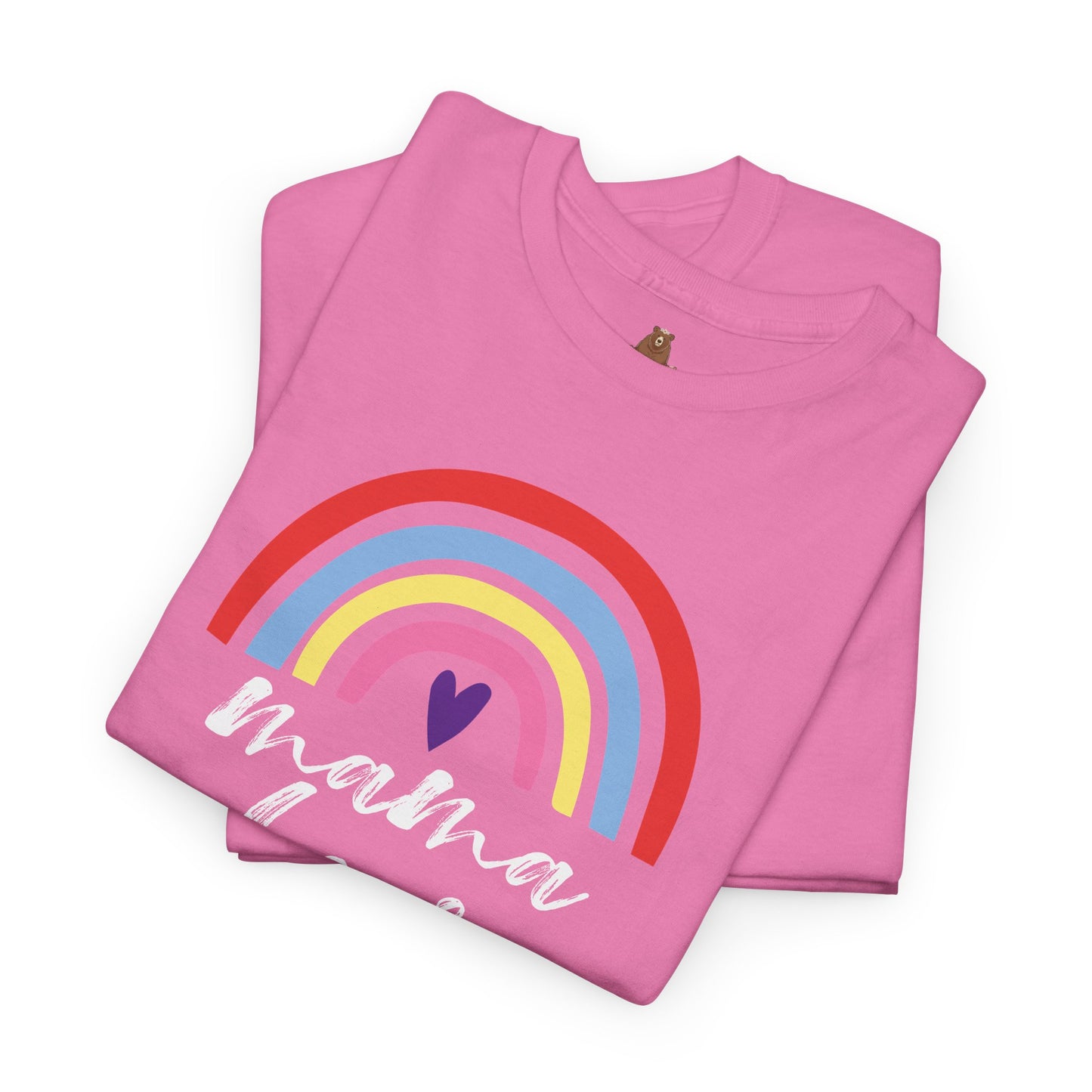 Mama Bear with Rainbow Unisex Tee, Rainbow Shirt for Mom, Family Graphic Tee, Gift for Mother, Mama Bear T-Shirt