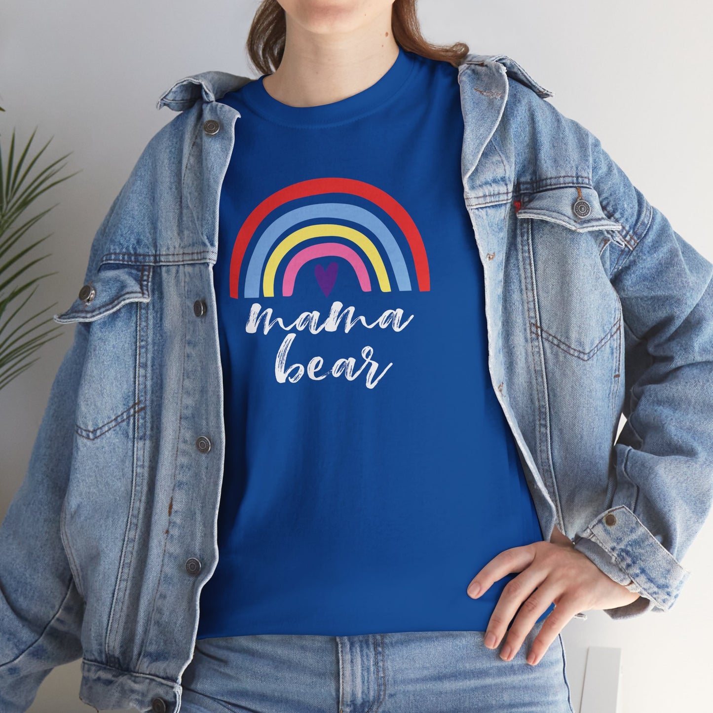 Mama Bear with Rainbow Unisex Tee, Rainbow Shirt for Mom, Family Graphic Tee, Gift for Mother, Mama Bear T-Shirt